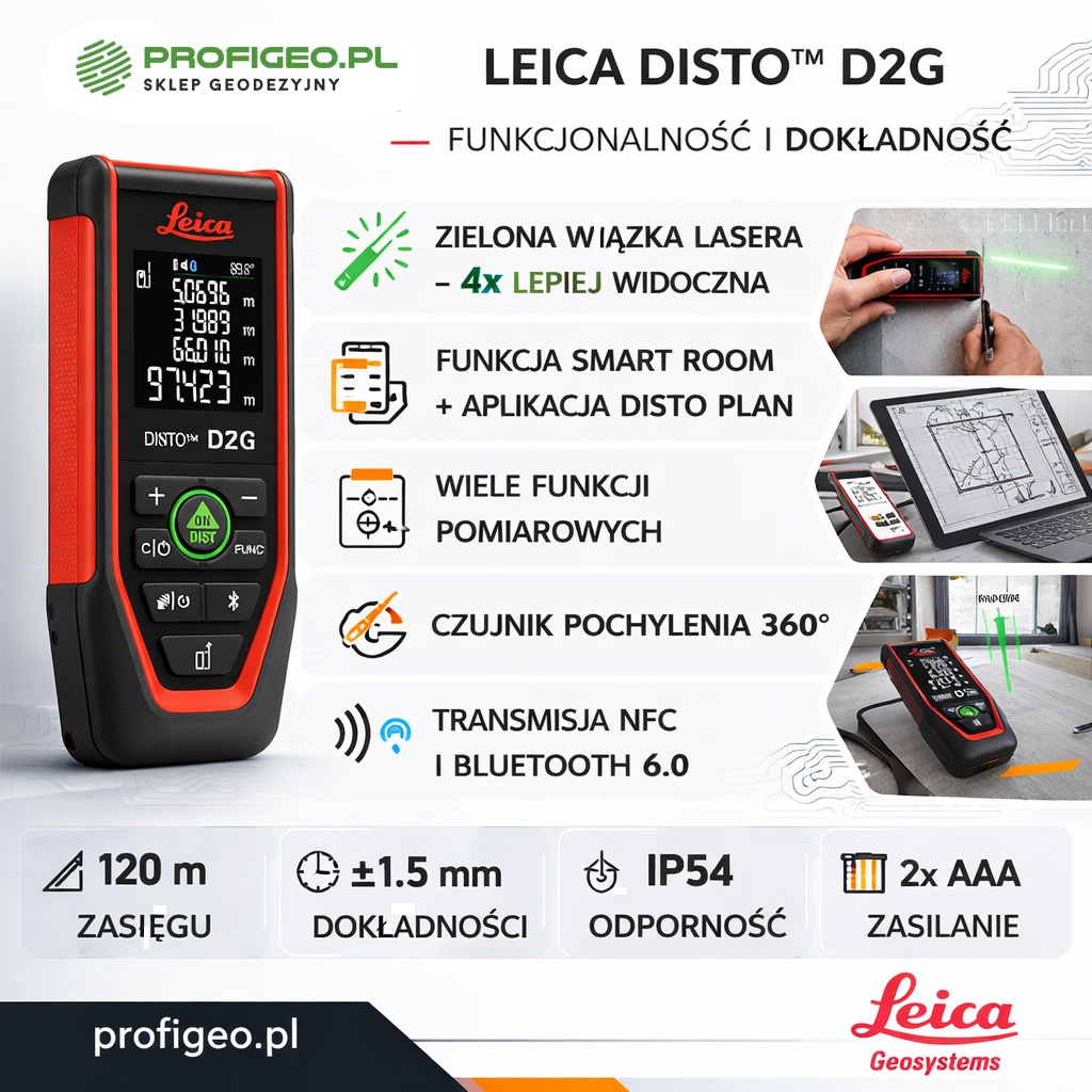 Dalmierz laserowy z zieloną wiązką Disto D2G